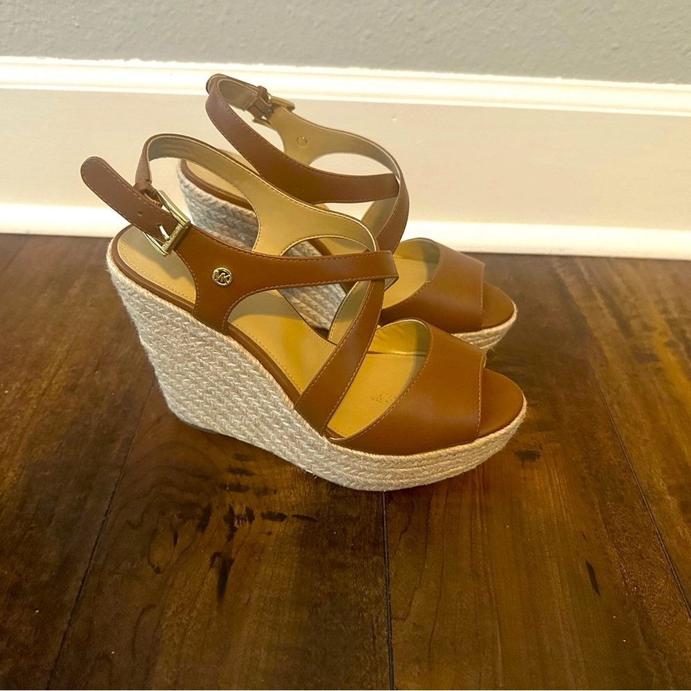 Michael Kors Brown Leather Wedges